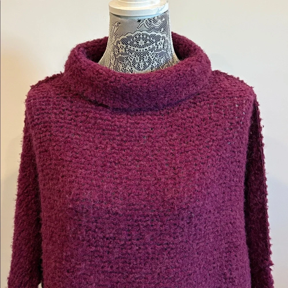 Free People She’s All That Alpaca Sweater Oversized Tunic Cowl Mock Neck XS